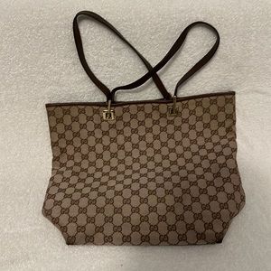 VINTAGE Gucci “GG” Designed Canvas Bucket/Tote